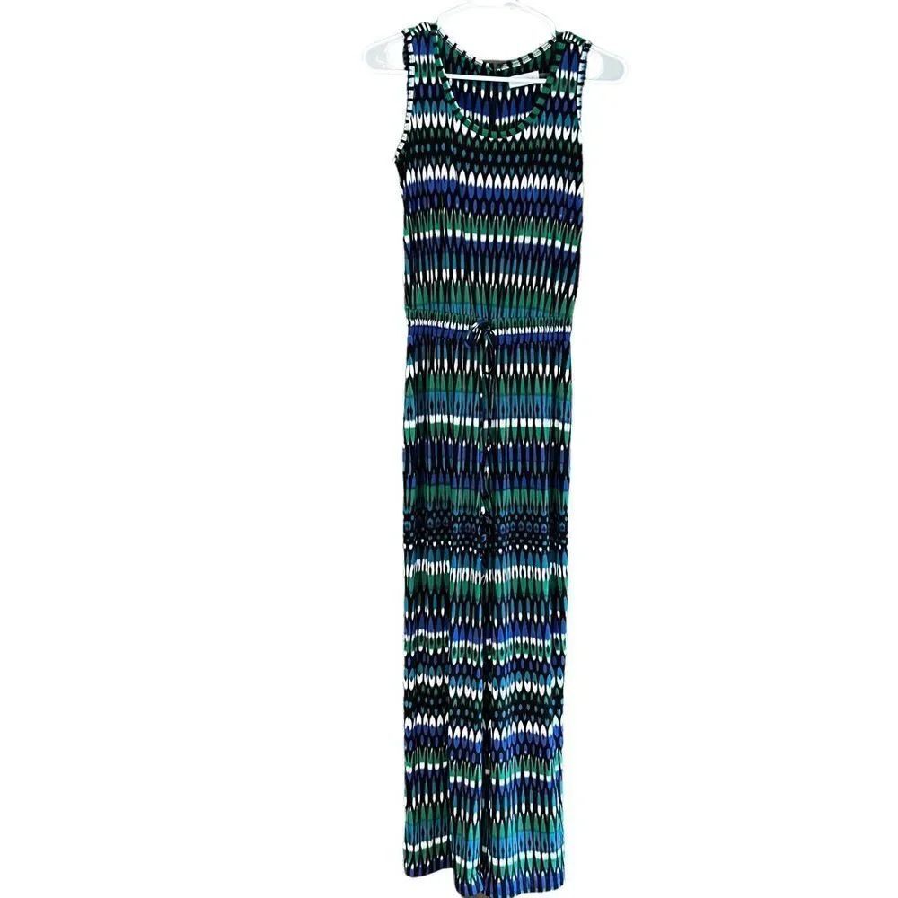 Calvin Klein Jump Suit tank blue/green/black Size 2 excellent condition